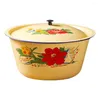 Bowls Vintage Enamel Multifunctional Basin With Lid Soup Salad Serving Pot Vegetable Container For Rice Noodle Kitchen Supplies