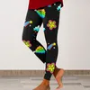 Leggings da donna per donna, allenamento alla moda, stampa, pantaloni a blocchi di colore, morbidi ed elastici