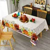 Nappe Automne Thanksgiving Citrouille Dinde Nappe Cuisine Table À Manger Décor Lavable Table Imperméable Couvre Décoration De Fête De Mariage Y240401