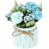 Decoratieve Bloemen Kunstmatige Plant Pot Bonsai Simulatie Bloem Tafeldecoratie Hortensia Boeket Huis Tuin Groen Blad Ingemaakte Ornamenten