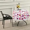 Tischtuch Valentinstag Tischdecken Pink Hearts Valentinstag Dekorative Tischtuchabdeckung für kreisförmige Tisch -Essen für Feiertagsparty Y240401