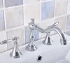 Bathroom Sink Faucets Bathtub Chrome Polished Deck Mounted 3 Hole Double Handle And Cold Water Tap Tnf539