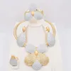 Halskette-Ohrringe-Set, italienischer vergoldeter Schmuck, Dubai-Farbe, hochwertige Damen-Armbänder, Ringe, Bankett, Hochzeit
