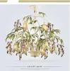 Ceiling Lights American Flower Shaped Iron Crystal LED Lamp Light For Bedroom Foyer