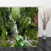 Rideaux de douche Moderne 3D Imprimer Paysage Forêt Rideau Vert Plante Arbre Cascade Paysage Bain Avec Crochets Salle De Bains Maison Étanche