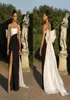 Modest Blackwhite Evening Dresses Long Side Split Sexy Prom Bowns With Bow Strapless Maid of Honor Party Dress2531101