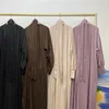 Ubranie etniczne Ramadan Abaya Dubai luksusowy żebrowany satynowy indyk skromny szata elegancka z kieszeniami muzułmanin kimono kaftan islam khimar kebaya