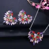 Necklace Earrings Set Pera Fashion CZ Big Dragonfly For Women Multi Color Cubic Zirconia And Engagement Party Gift J217