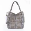 Drawstring Tassel Bucket Bag Fashion Snake Pattern Genuine Leather Lady Shoulder Women Handbags For 2024 Designer Luxury