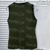 Broderade kvinnliga tankar singlets lyxig designer stickad vit grön tank toppar sommar avslappnade dagliga stickor tees