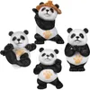 Estatuetas decorativas 4 peças fitness panda modelo decoração em miniatura estatueta bonsai desktop pvc pequeno animal