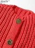 Women's Vests Zevity Women Fashion Sleeveless Double Pockets Patch Knitting Short Vest Sweater Ladies Button Cardigan WaistCoat Tops CT578