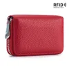 Anti-RFID Cow Leather Busin Card Titular Mulheres/homens preto/amarelo/laranja/bege/verde/azul // Red Id Credit Holder Wallet E4A3#