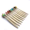 Teste da 50 pack in bambù spazzolino biodegradabile biodegradabile setola morbida denti spazzolino denti la spazzola mix color gamboo manico di bambù ecofriendly