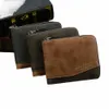 Männer Kurze Pu-leder Brieftasche Einfache Patchwork Farbe Dünne Männliche Kreditkarte Halter Multi-Funktionell Busin Faltbare Geldbörse Neue Q3a4 #