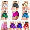 Shorts pour femmes Femmes Glitter Métallique PU Cuir Booty Taille élastique Pantalon de couleur unie avec ajustement serré