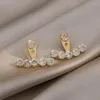 Stud Küpeler Moda Tasarım Sensizi Parlayan Zirkon Geri Asılı Kadın Lüks Düğün Takı Giymenin İki Yolu 3247
