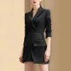 Jurk Zomer Dames 2023 Casual Tweedelige Set Vrouwen Notched Lange Mouw Blazer Hoge Taille Onregelmatige Kleding Vrouwen Chic Pak