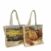 2022 donne borsa a tracolla in tela pittura a olio di arte signore borsa casual borsa tote grande capacità Cott riutilizzabile negozio borsa da spiaggia y1SQ #
