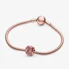 Openwork rosa margarida flor charme pandoras 925 prata esterlina luxo charme conjunto pulseira fazendo rosa ouro frisado encantos designer colar pingente caixa original