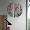 Wall Clocks Red Leaves Birch Tree Forest Clock Modern Design Living Room Decoration Kitchen Mute Watch Home Interior Decor