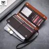 Bullcaptain Cartera de cuero genuino para hombre Bloqueo RFID Lg Monedero Monedero Funda para pasaporte para hombre Titular de la tarjeta de crédito j7cO #