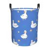 Laundry Bags Folding Basket Cute Duck And Flowers Round Storage Bin Large Hamper Collapsible Clothes Toy Bucket Organizer