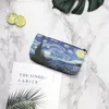 Vintage oljemålning Canvas Cosmetic Bag Van Gogh Art Sunfr Star Mo Night Makeup Pouch Bag Travel Girl Lipstick Handväska R0L1#