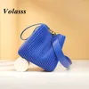 Evening Bags VOLASSS Designer Women Bucket Shoulder Bag Fashion Wrinkled Genuine Leather Handbag Large Capacity Cowhide Crossbody Female