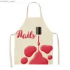 Tabliers vernis à ongles Viette de cuisine tablier pour femmes en coton Bib Bib Nettoyage ménage tablier maison tablier 47x38cm Y2404018ROF