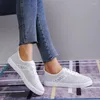 Casual Shoes Women's Sports Fashion Summer White Cutouts Lace Canvas Hollow Breathable Flat Shoe Woman Fabric Slip On Sneakers