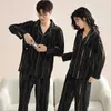 Womens Sleepwear Big Size M-4XL Couple Pajamas Set Spring And Autumn Cotton Pyjamas Long Sleeve Women Men Turn-down Collar Pijama