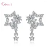 Stud Earrings Fashion Five-pointed Star 925 Sterling Silver Simple Cubic Zircon Ear Studs Jewelry