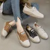 Casual Shoes Promotional Top Layer Cowhide Sneakers Women Trend Autumn Lace Up Breatble Spell Color