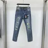 2024 frühling Herbst Distrressed Zipper männer Jeans Licht Gewaschen Gestreiften Mann der Lange Bleistift Hosen WCNZ019