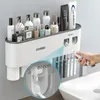 Accessori Bagno Porta Spazzolino da Parete Per Distribuzione Automatica di Dentifricio e Articoli da Toeletta Mensole Porta Spazzolino 240320