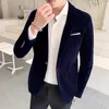 Roupas de marca masculina terno de veludo dourado/masculino fino de alta qualidade blazers de negócios/noivos vestido de casamento roupas jaqueta masculina 240321