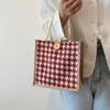 Borse pranzo pied de poule Mini Tote Bag per le donne Borsa mobile Phe Tote Bag Lady Piccola borsa casual in lino Borsa da negozio portatile femminile 300l #