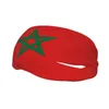 Baskar marockanska trasiga marocko flagga sportsvettband för cykling snabbt torkande pannband kvinnor män