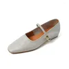 Casual Shoes Mary Jane Shoe Square Toe Vintage Flats One Strap Women On Low Heel Woman Sheepskin Spring Autumn Simple