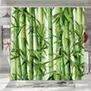 Rideaux de douche Rideau botanique Vert Bambou Succulent Cactus Paysage Ferme Colibri Rose Aquarelle Fleur Décorations de salle de bains
