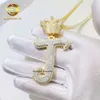 Anpassad ny design Sier Hip Hop Letter Namn VVS Moissanite Diamond Initial Necklace Iced Out Pendant