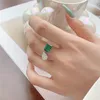 Pear Square Green Diamond Emerald Rings for Women 925 Sterling Silver Love Designer Ring Woman 8A Zirconia Jewelry Jewelry Daily Outfit Hift Box Depliable