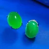 Boucles d'oreilles à tige en argent 2024 925, diamants incrustés de 12 à 16, imitation de moelle de Jade riche, luxe pour femmes