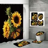 Shower Curtains Yellow Sunflower Curtain 4 Plants Bathroom Carpet Toilet Mat Home Decor Waterproof Fabric Set