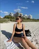 2024Beach Deck -Badeanzüge Damen Bikini Frauen hoher Taille Bikini Sets Sporty zweiteilige Badeanzüge Farbblock freche hochgeschnittene Badeanzüge