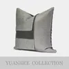 Oreiller léger couverture de luxe carré gris jeter Pilows décoratif lin coton Patchwork canapé S décor à la maison