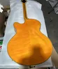 Guitare jaune semi-creuse à six cordes, image réelle, livraison gratuite, en stock