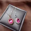 Ställer in högkvalitet Pink Topaz S925 Sterling Silver Ring Pendant Necklace Set Fine Fashion Charm Weddings Jewelry for Women Meibapj FS