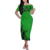 Partykleider Sexy schulterfreies Kurzarmkleid mit polynesischem Samoa-Druck, hochwertig, elegant, bequem, atmungsaktiv, Heimkleidung